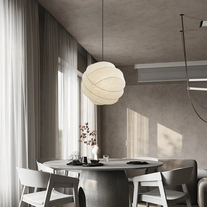 Elegant Round Silk LED Pendant Dining Light Fixture - Luxicro