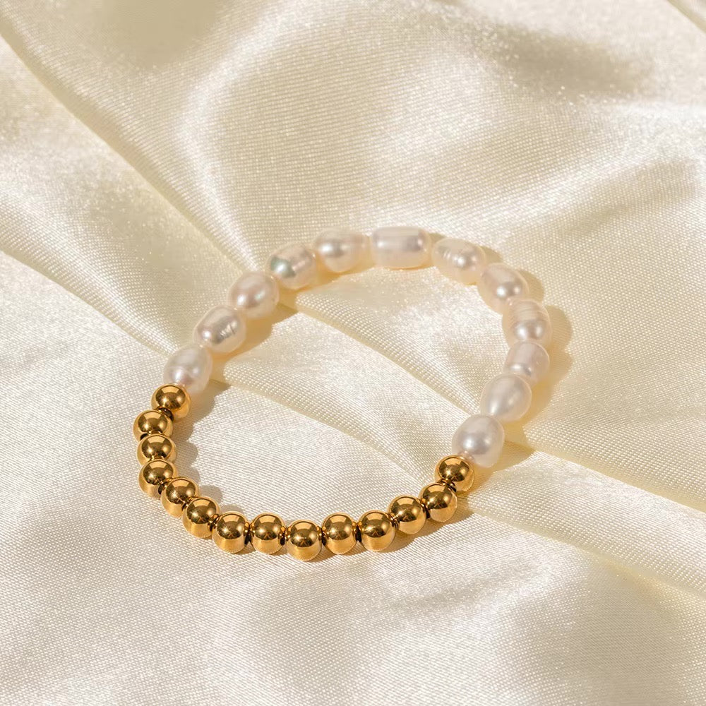 Elegant Golden Beaded Charm Bracelet