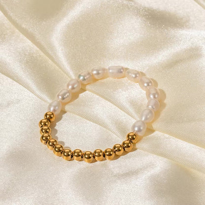 Elegant Golden Beaded Charm Bracelet
