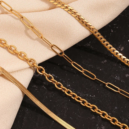 Elegant Gold Bar Link Chain Necklace