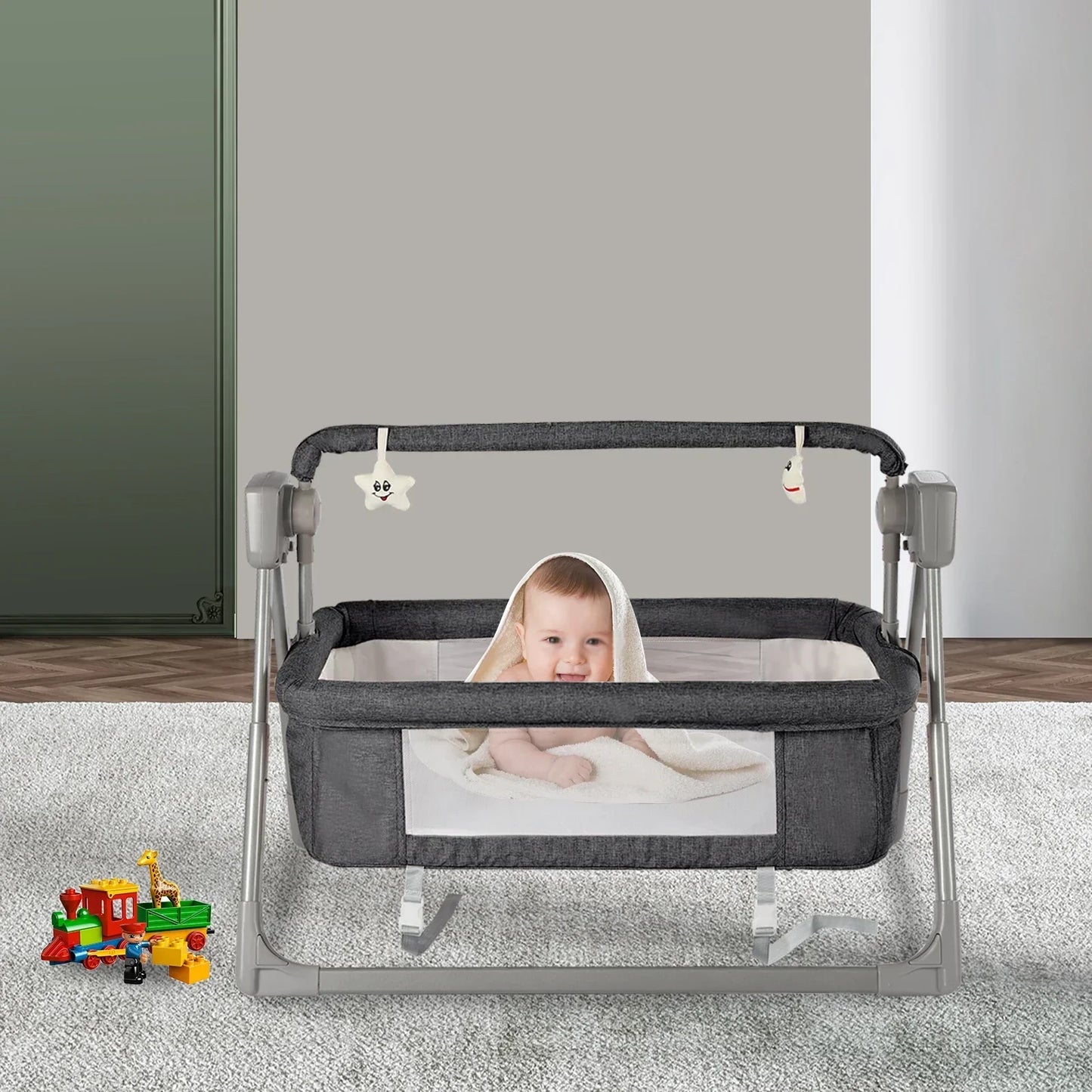 Interactive Baby Crib with Music and Remote