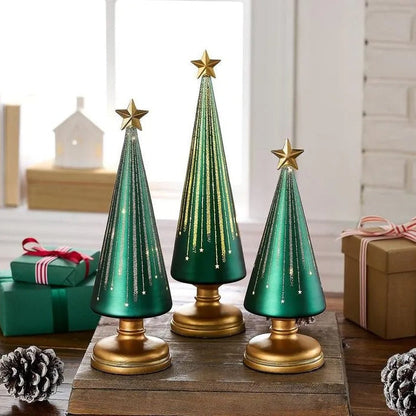 3 Pack Christmas Tree Centerpieces with Soft White Lights