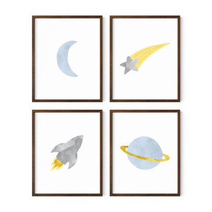 Colorful Galaxy Wall Art Set of 4 Prints