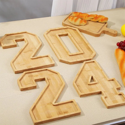 Rustic Wood Numbered Serving Platter