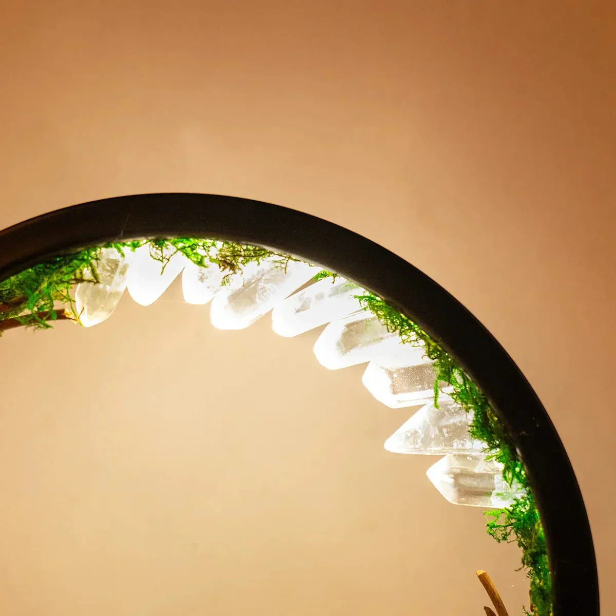 Beautiful Glass Table Lamp with Green Crystals