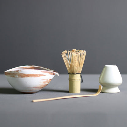 Authentic Green Tea Set with Whisk and Ceramic Bowl