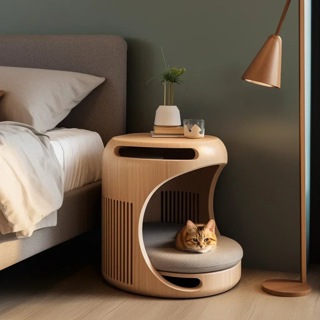 Compact Cat Bed Side Table