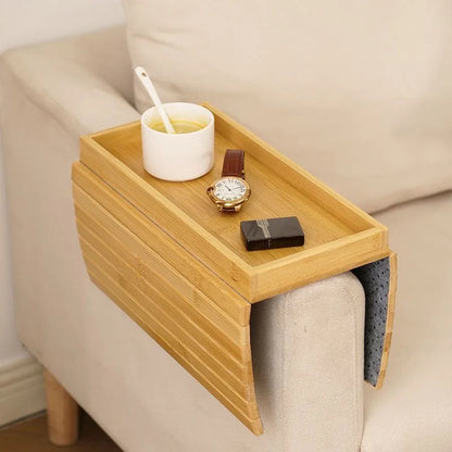 Compact Wood Sofa Arm Organizer