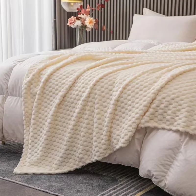 Cozy Checked Blanket Soft Throw for Bedroom