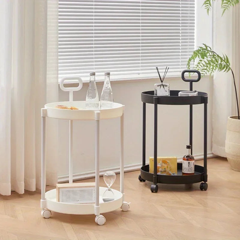 Portable 2-Level Coffee Table with Casters and Grip