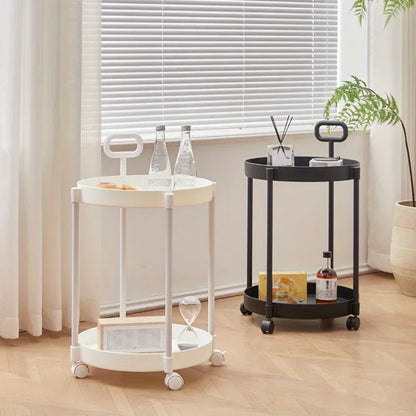 Portable 2-Level Coffee Table with Casters and Grip