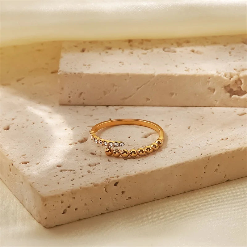 Premium 18k Stone Beaded Ring