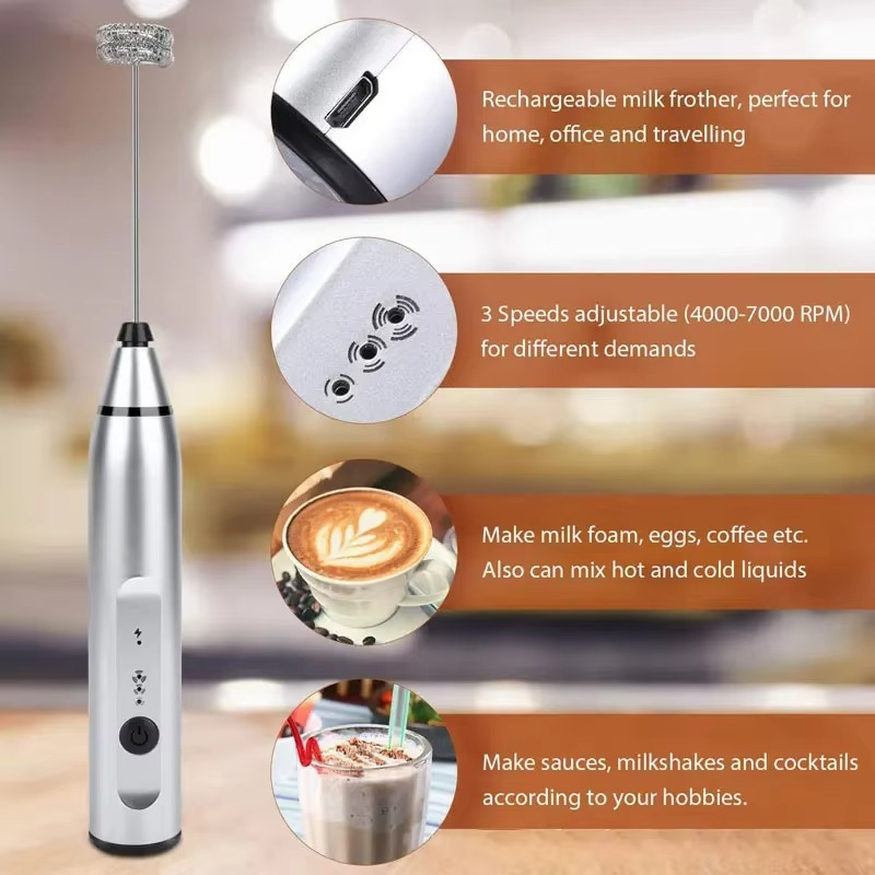 Compact USB Handheld Milk Frother and Mini Blender