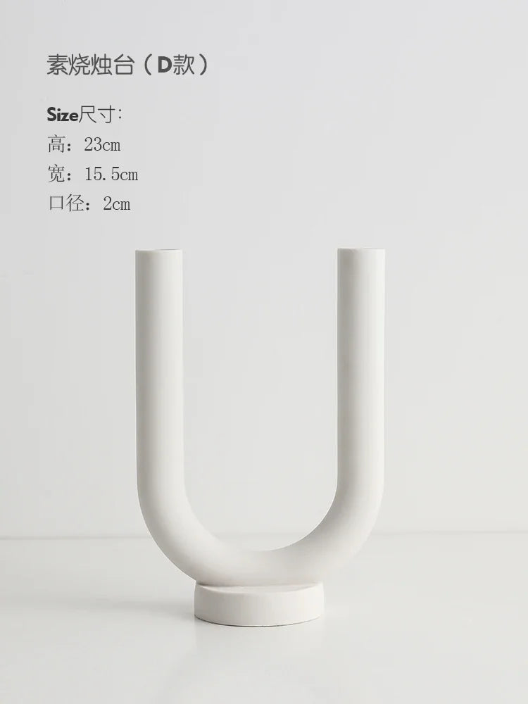 Simple White Ceramic Candle Holder Set of 3