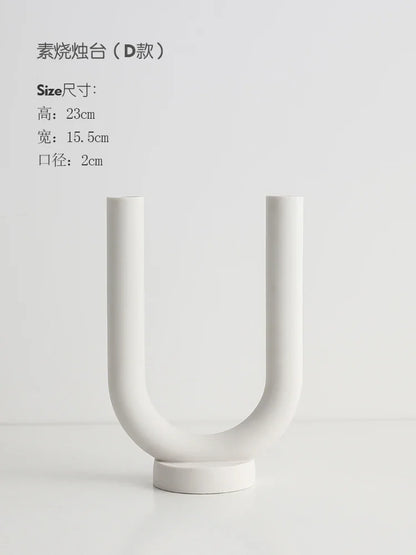 Simple White Ceramic Candle Holder Set of 3