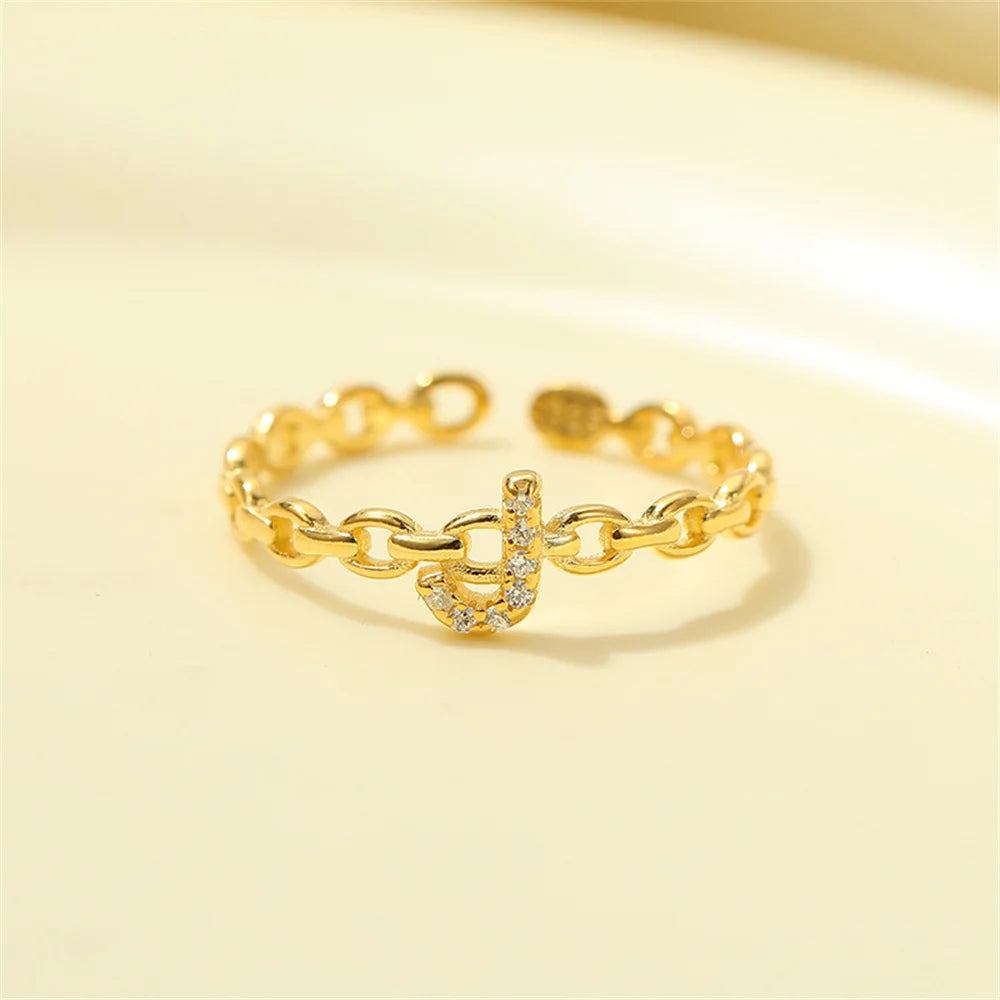 Elegant Initial Diamond Letter Ring