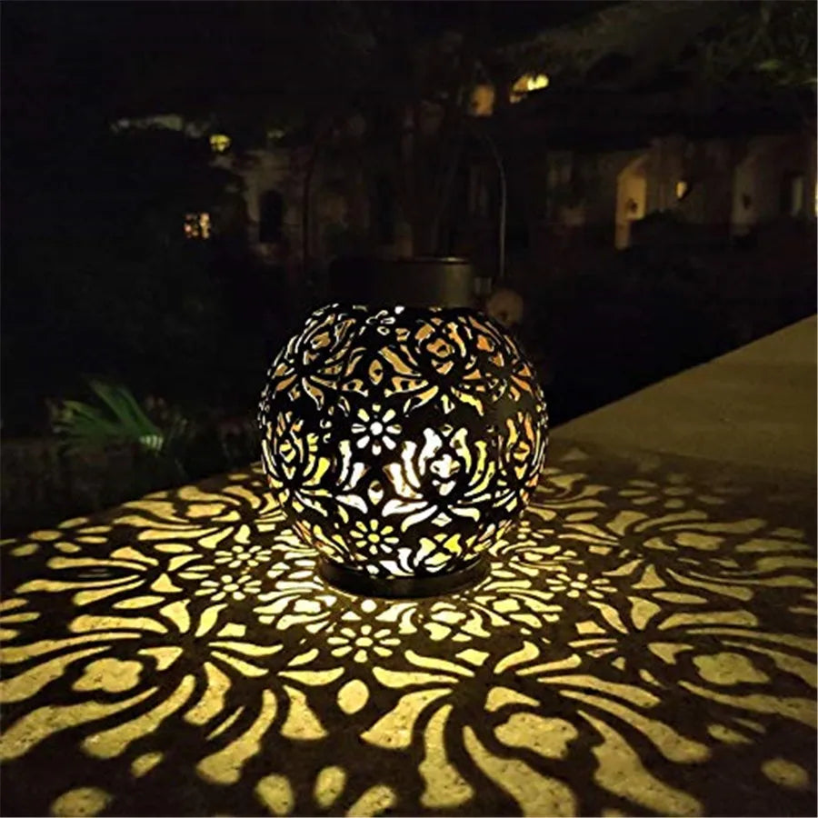 Solar Powered Hanging Garden Lantern with Projection Effect