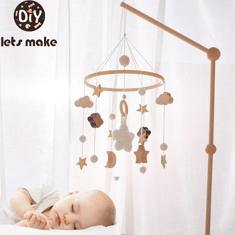 Soft Wood Baby Crib Mobile with Calming Music - Luxicro