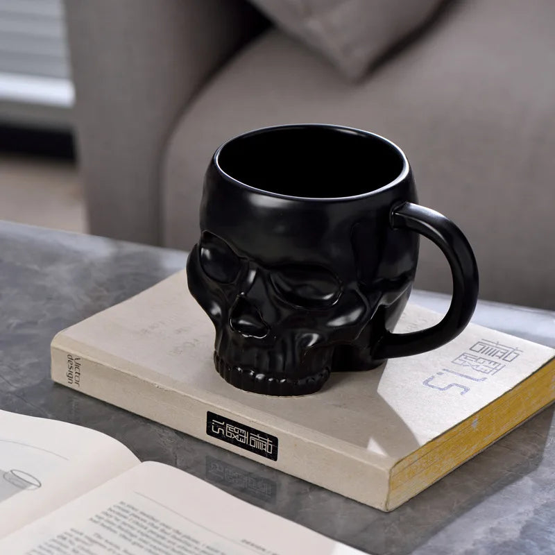 Edgy Black Skull Coffee Mug - Luxicro