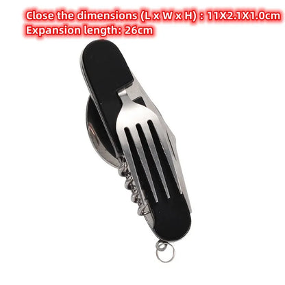 Compact Multi-Tool Stainless Steel Camping Utensils