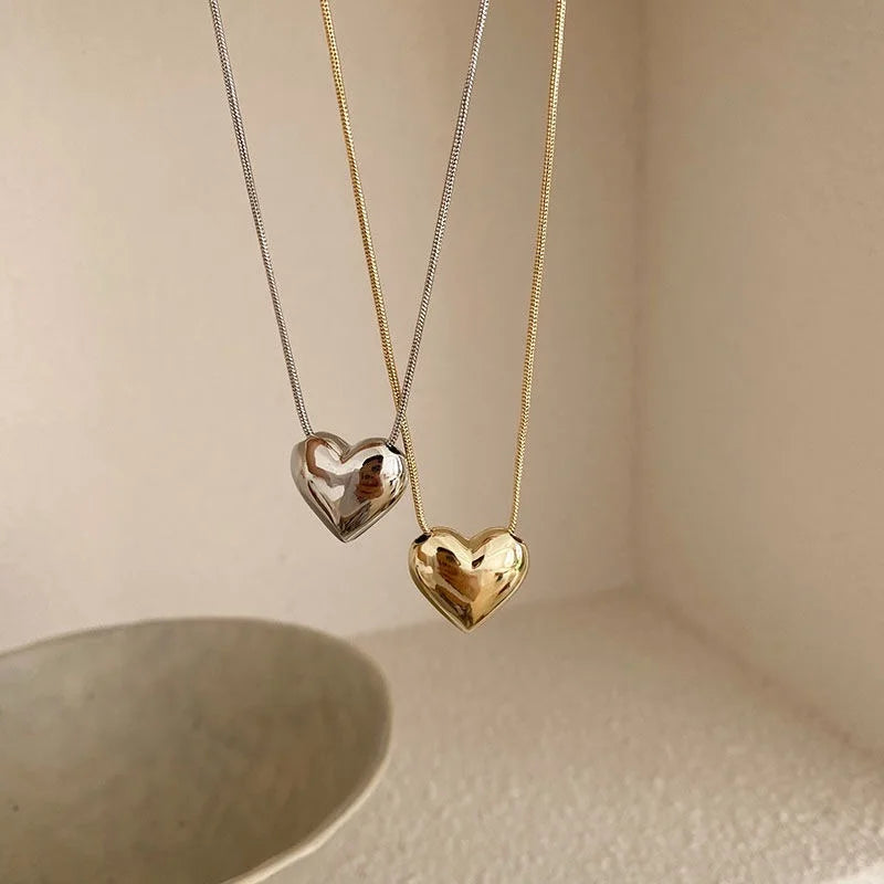 Trendy Heart Link Silver Chain Necklace