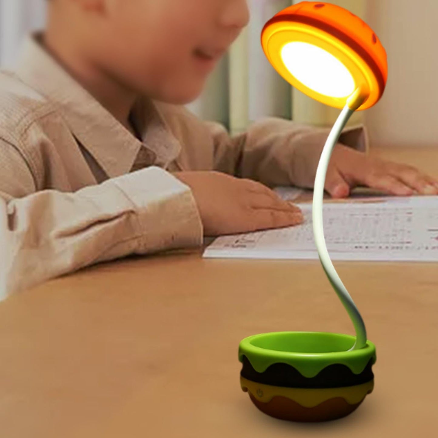 Portable Compact LED Burger Desk Lamp