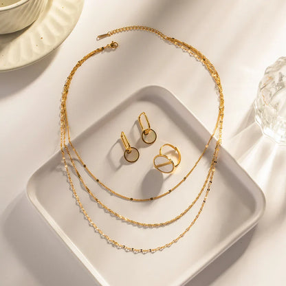 Dainty Triple Layer Gold Chain Necklace Set