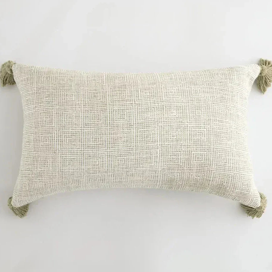 Decorative Throw Pillow Cover with Colorful Tassels