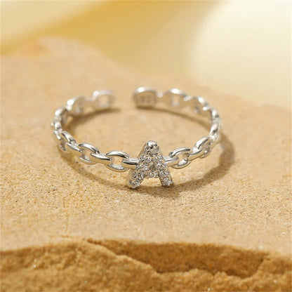 Dainty Diamond Monogram Letter Ring
