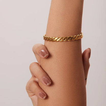 Elegant 18k Gold Plated Twist Bangle Bracelet