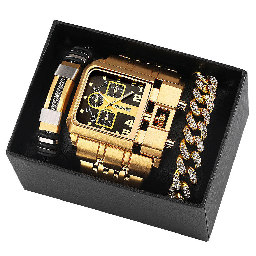 Big Dial Quartz Men's Watch Luxury Gift Set