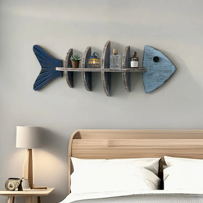 Rustic Wood Coastal Wall Shelf