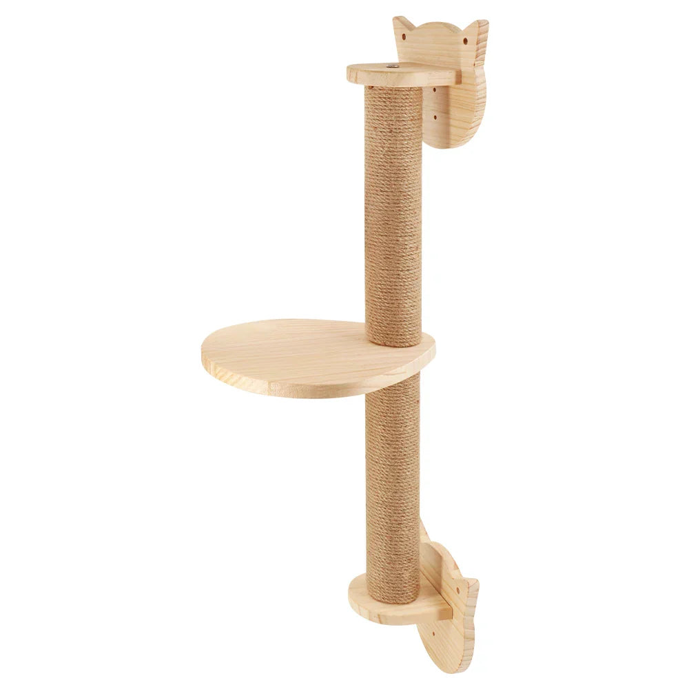 Compact Wall Mount Cat Tower Scratching Post Set