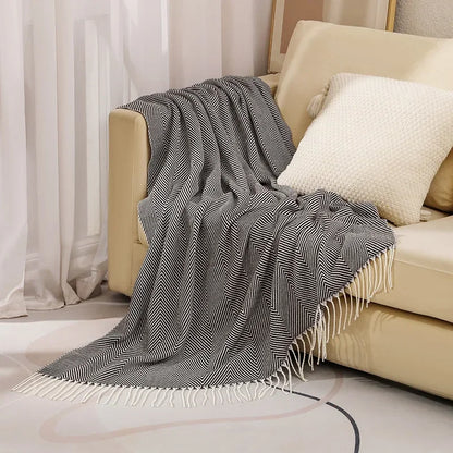 Cozy Gray Geometric Throw Blanket