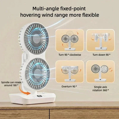 Compact Battery Powered Desk Fan with LCD Screen