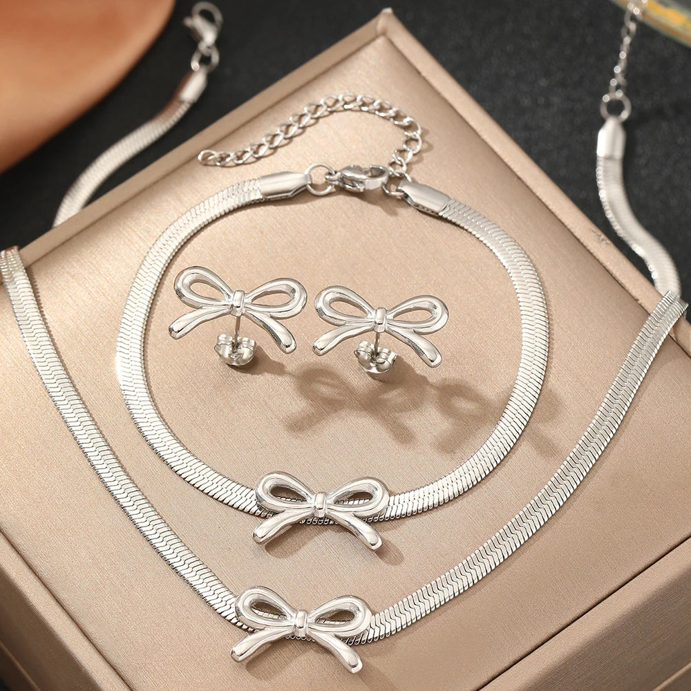 Chic Bow Necklace Set for Ladies