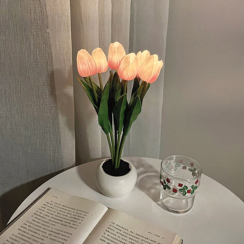 Warm LED Floral Table Lamp Soft Home Lighting