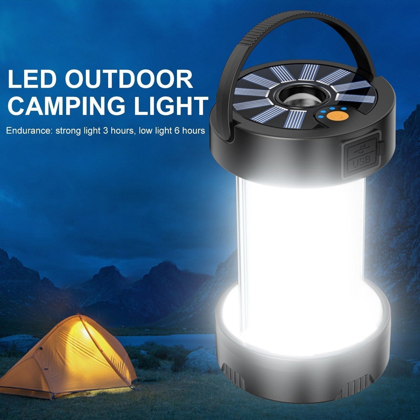 Compact Solar Powered Outdoor Camping Lantern