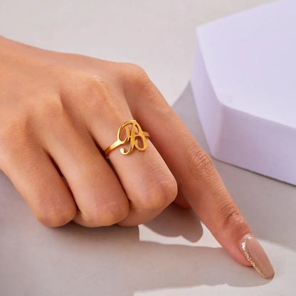 Custom Engraved Initial Silver Ring