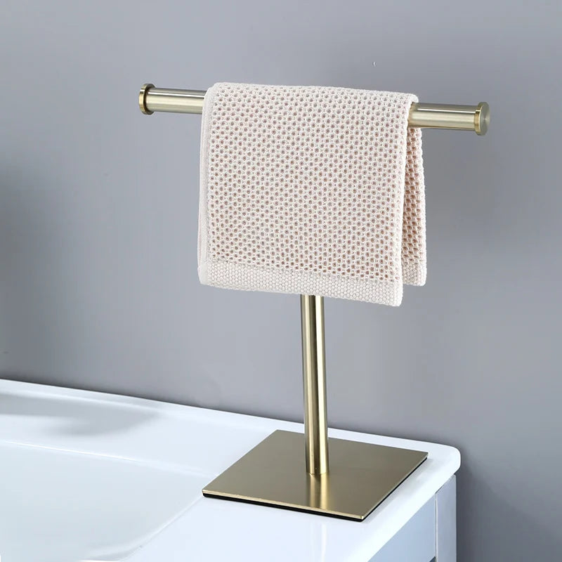 Portable Bathroom Towel Stand Compact Free Standing Holder