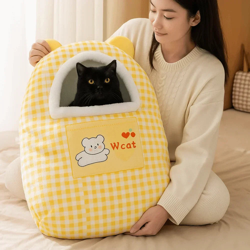 Cozy Plush Kitty Bed Hut