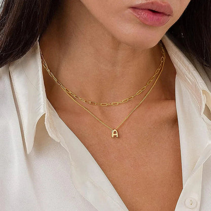 Dainty Engraved Letter Pendant Necklace