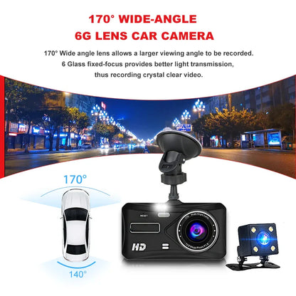 Dual Lens Car Dash Cam with Loop Recording & G Sensor