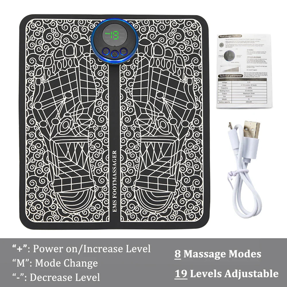 Electric Foot Massage Mat - 8 Modes Rechargeable