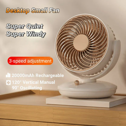 Compact Personal USB Table Fan with 3 Speeds
