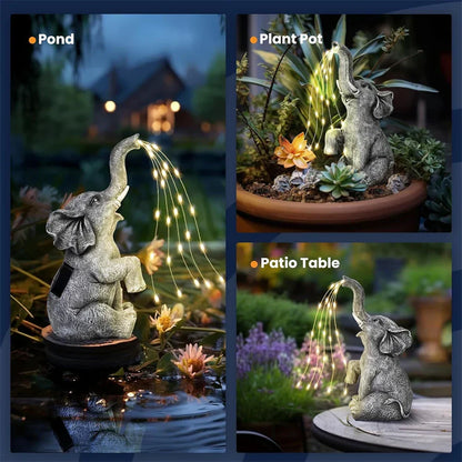 Garden Solar Elephant Figure with Fairy Lights