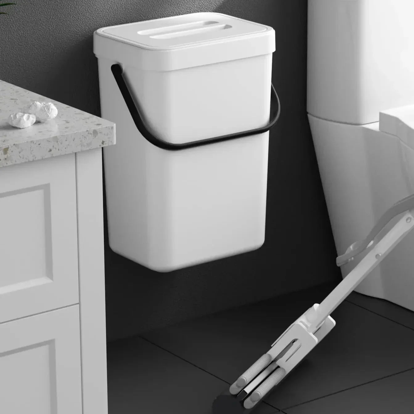 Compact Wall Mounted Mini Garbage Can with Cover