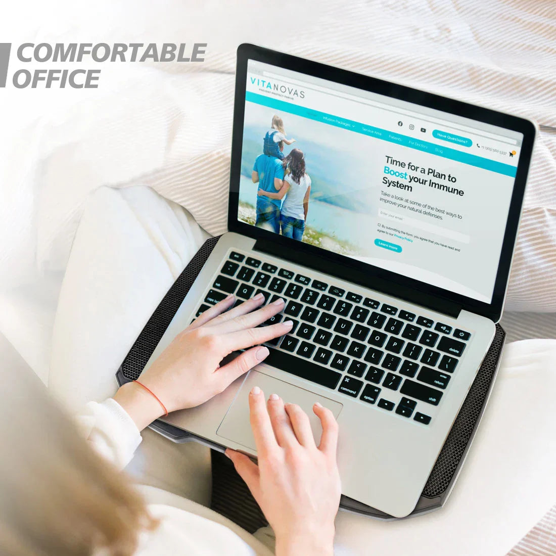 Portable Laptop Cooler Pad with Silent Fans & Stand
