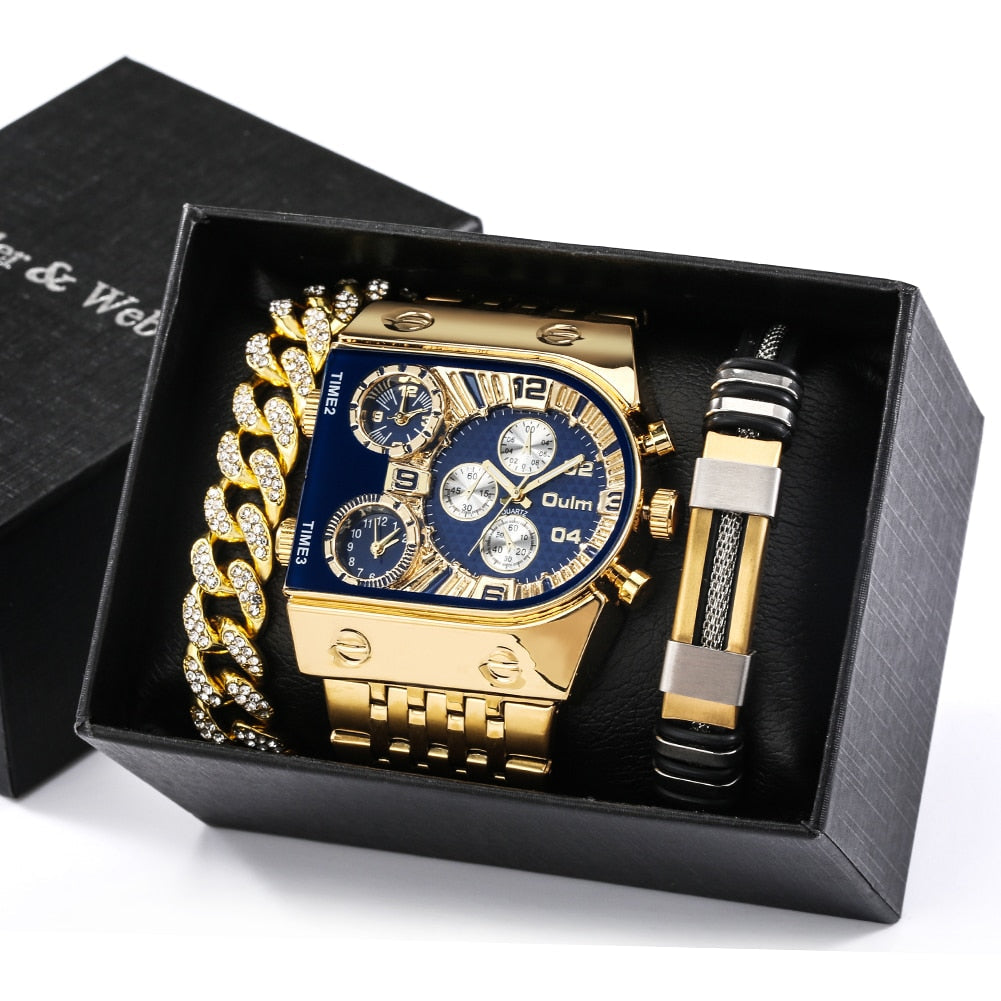 Big Dial Quartz Men's Watch Luxury Gift Set
