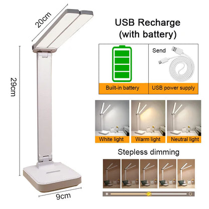 Bright LED Desk Lamp with USB Rechargeable Dimmer